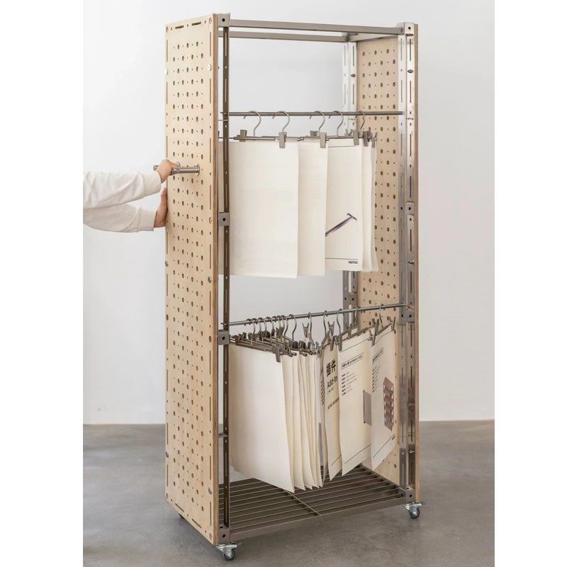 小户型家用特色洞洞板衣柜家庭整理用具可移动收纳衣架衣服整理架