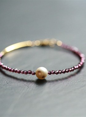 落苏丨刻面紫水晶珍珠极细手链 深紫色 气质款