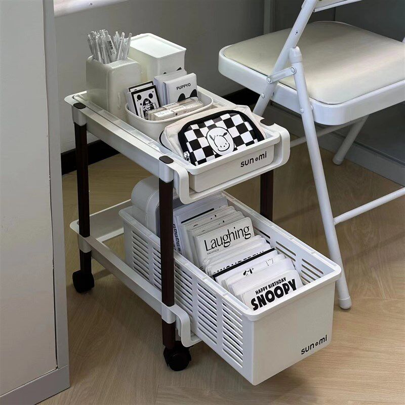 桌下抽屉式整理置物架书房桌面文件多层收纳架可移动卧室落地书架