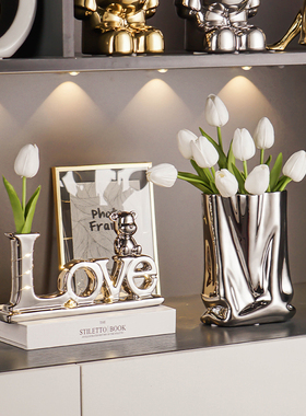 轻奢入户鞋柜电镀银摆件家居饰品套装客厅玄关餐边柜酒柜软装饰品