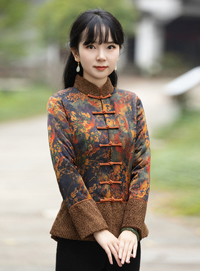 改良唐装冬款棉服中国风女装小棉袄妈妈冬季加厚保暖中式外套夹袄
