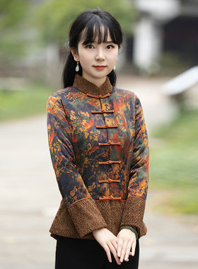 改良唐装冬款棉服中国风女装小棉袄妈妈冬季加厚保暖中式外套夹袄