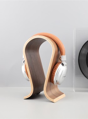 北欧简约原木质耳机支架组合套装摆件影视室家居客厅电视柜装饰品