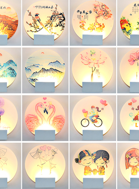 现代简约卧室壁画灯走廊过道楼梯中式客厅K书房墙灯具创意led壁灯