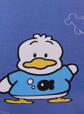 卡通鸭子床裙g蓝色纯棉单r件儿童可爱男女孩防滑全棉床罩裙式保护