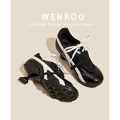 2024新款 黑色复古百搭德训鞋 女休闲运u动鞋 设计感小众系带高跟单