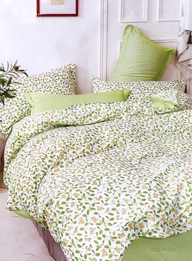 单人被罩1.5fx2米被套150x180x200乘230 单个单件纯棉清新绿色夏