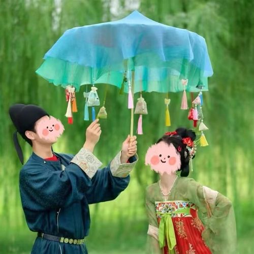 影楼婚拍照汉服古装摄影道具春幡演出拍照舞蹈古风流苏货郎花伞