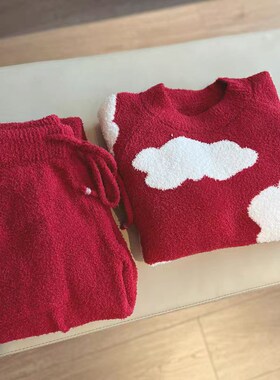龙年本命年红色半边绒睡衣女冬天20D24新款大码加厚保暖家居服套