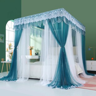 公主风宫廷双层蚊帐家用1.t8m床落地式1.5m加厚加密三开门2米床幔