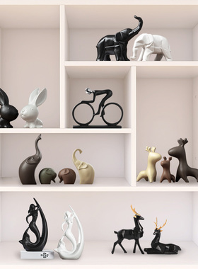 轻奢风酒柜装饰品摆件家居红酒架高档陶瓷创意客厅电视柜桌面摆设