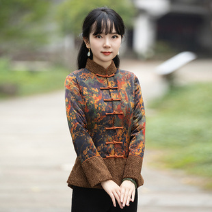 改良唐装冬款棉服中国风女装小棉袄妈妈冬季加厚保暖中式外套夹袄