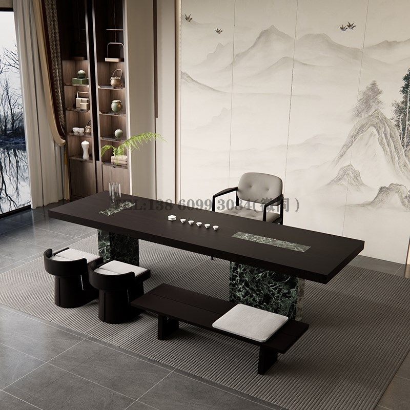 新中式实木茶桌椅组合现代办公室茶室高端轻奢岩板泡茶桌家具定制,住宅家具,家用茶台/茶桌,淘宝优惠券,粉丝福利购,淘宝优惠卷