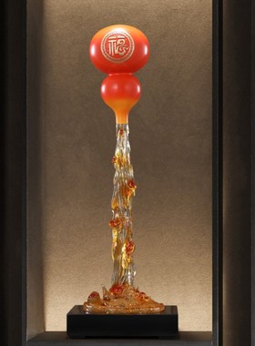 流水生财摆件入户门玄关景观公司前台客厅细长竖高装饰葫芦工艺品