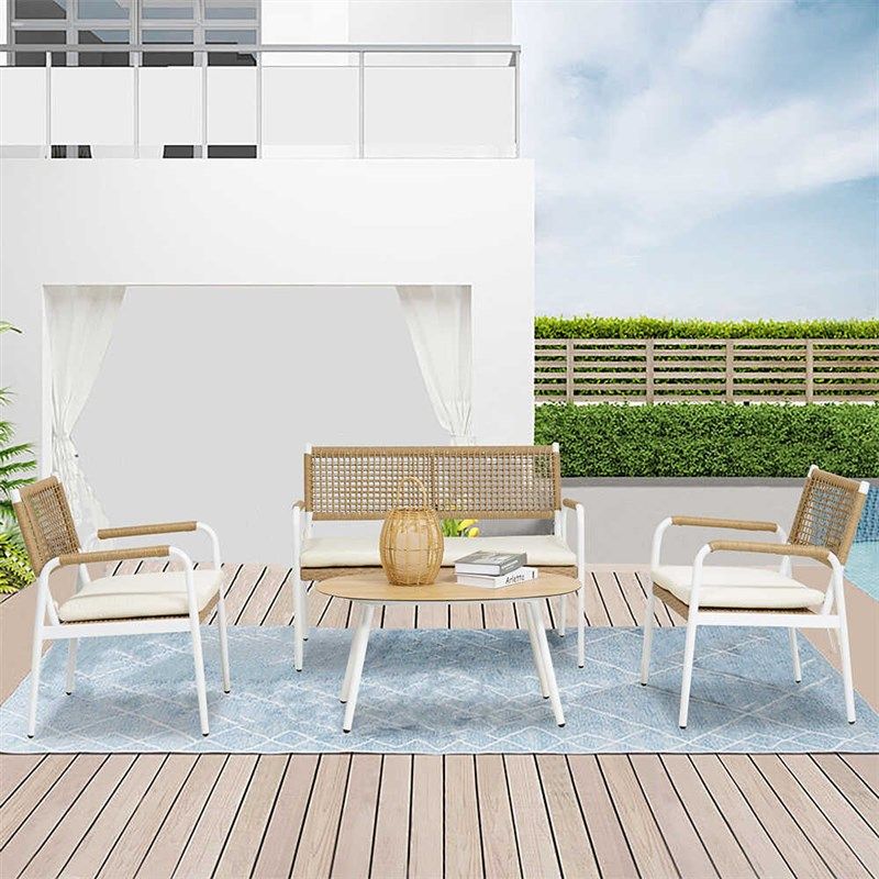 户外桌椅北欧藤编沙发组合防水防晒酒店阳台藤椅茶几露天咖啡厅,住宅家具,户外沙发,淘宝优惠券,粉丝福利购,淘宝优惠卷