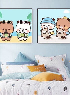一二布布可爱儿童房装饰画卡通动漫卧室床头挂画客厅餐厅墙面壁画