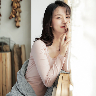 女士秋衣秋裤套装春秋纯色保暖内衣薄款纯K棉修身秋天棉毛衫秋衣