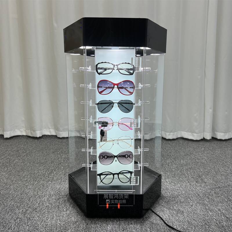 墨镜旋转展示架太阳眼镜展示柜落地式眼镜陈列架亚克力展示柜透明