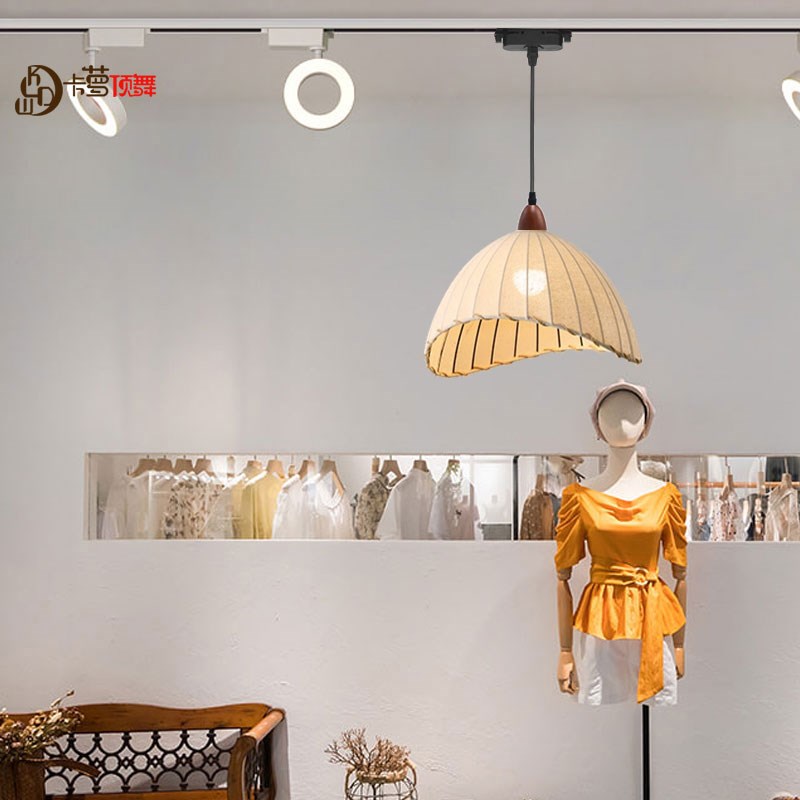 中式布艺吊灯茶室会所大堂吊灯具日式韩式餐厅中古吧台民宿轨道灯