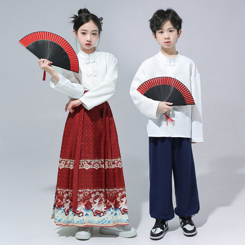 儿童啦啦队演出服小学生运动会开幕式中国风合唱服古装马面裙汉服,童装/婴儿装/亲子装,唐装,淘宝优惠券,粉丝福利购,淘宝优惠卷