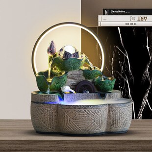 轻奢招财荷叶流水摆件风水轮玄关客E厅循环水鱼缸喷泉造景开业入