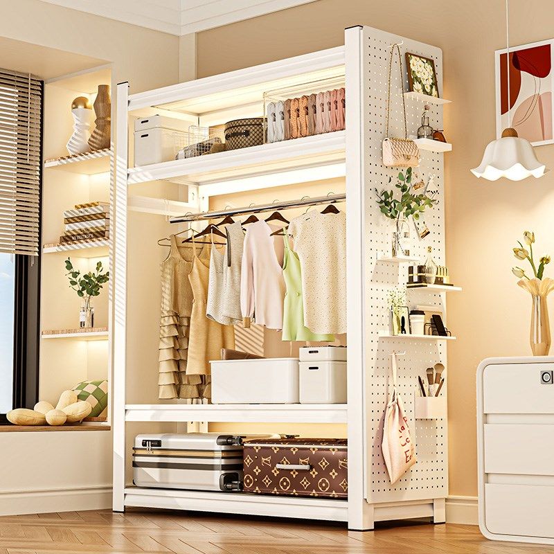 货架衣柜卧室落地收纳架子家用衣帽架简易组装角钢衣架洞洞板衣架