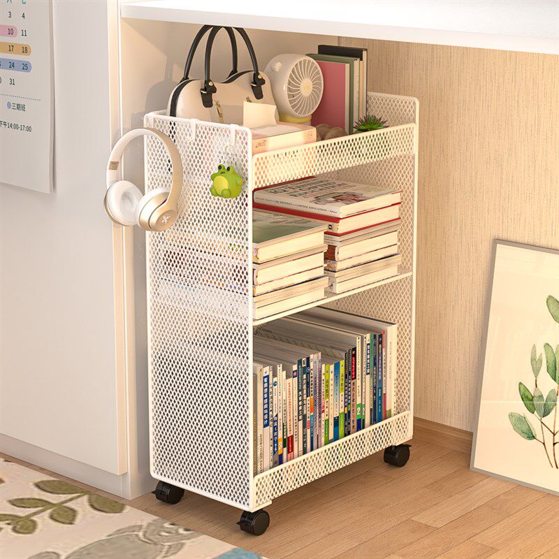 桌下置物架小推车收纳架带轮可移动工位神器学生书桌旁放书包书架