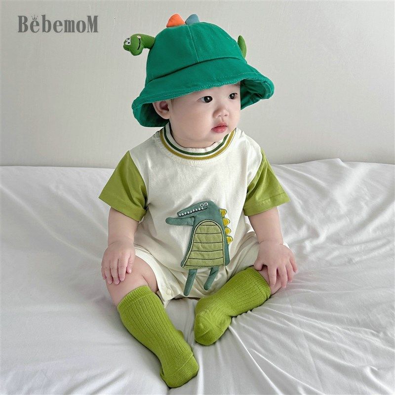 婴儿夏季连体衣新生儿卡通恐龙短袖哈衣女宝宝夏装男薄款衣服爬服,童装/婴儿装/亲子装,连身衣/爬服/哈衣,淘宝优惠券,粉丝福利购,淘宝优惠卷