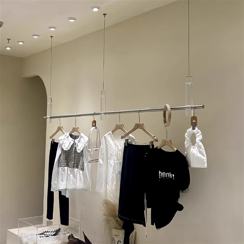 服装店展示架陈列架挂衣架亚克力不锈钢吊L挂架女装店侧挂专用货