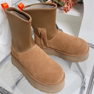 2024冬季 猫 女厚底加绒增高拉链弹力袜保暖显高雪地靴 穿靴子