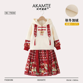 拜年服 表演服男孩唐装 汉服女童马面裙秋冬加绒套装 儿童中国风古装