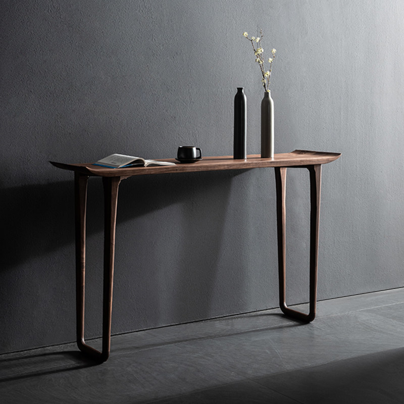 北美黑胡桃实木玄关桌新中式翘头案现代简约家用条案玄关案台供桌