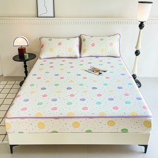 夏季 可机洗凉感床单夏软席夏天全包围床垫套 冰丝凉席三件套床笠款