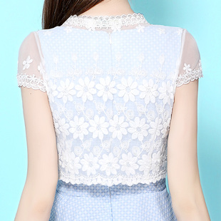 白色蕾丝坎肩女开衫 百搭小披肩2020春夏新款 短袖 外套韩版 薄 春短款