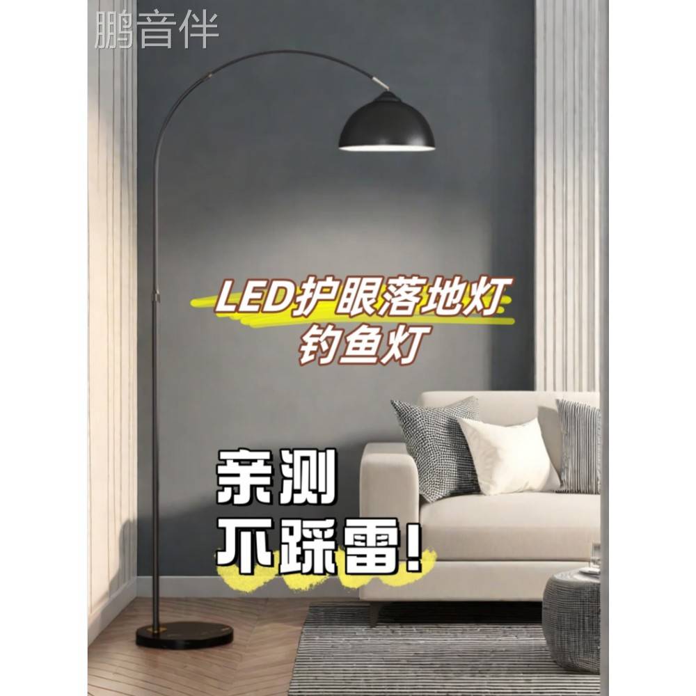 鹏音伴客厅沙发边钓鱼灯落地灯卧室轻奢现代网红高级感氛围led立式台灯摆件饰品