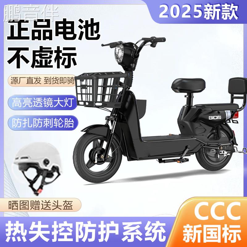 鹏音伴2025新款国标电动车两轮电动脚踏车亲子老人接送成人滑板车出勤小型床罩拉车