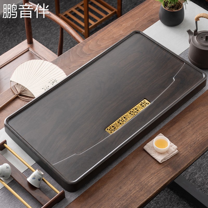 鹏音伴茶盘实木家用2023新款办公室泡茶小茶台茶海茶具排水式电木款茶托摆件饰品