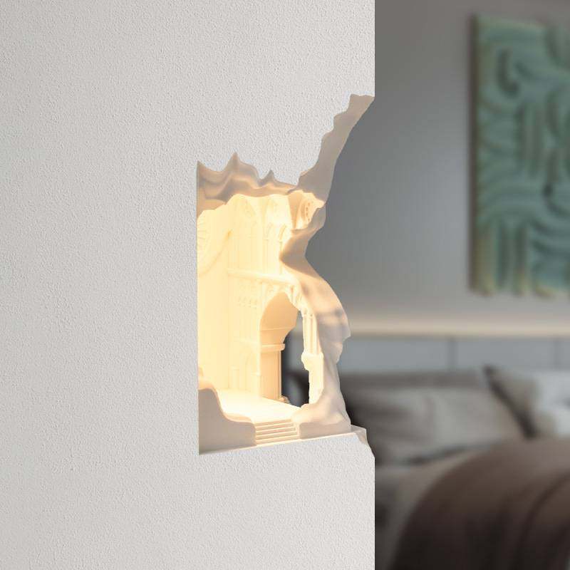 瓦豆非完全对称转角石膏灯 简约现代个性酒吧客厅柱角灯墙角壁灯