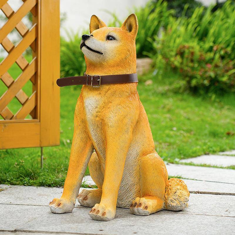 真仿真秋田犬落地摆件花别园庭院墅家居装饰物仿JIF狗狗模型动摆