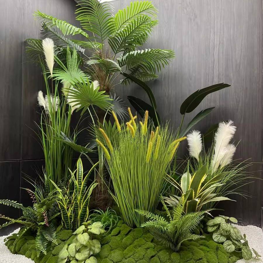 仿真绿植造景采光井天井造景楼梯角落装饰玄关橱窗假树景观植物