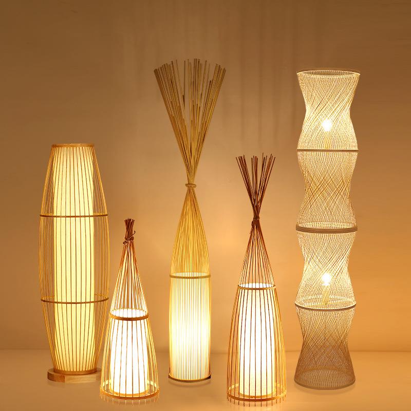 中式古风落地灯客厅竹艺灯具茶室日式东南亚竹编卧室创意装饰台灯