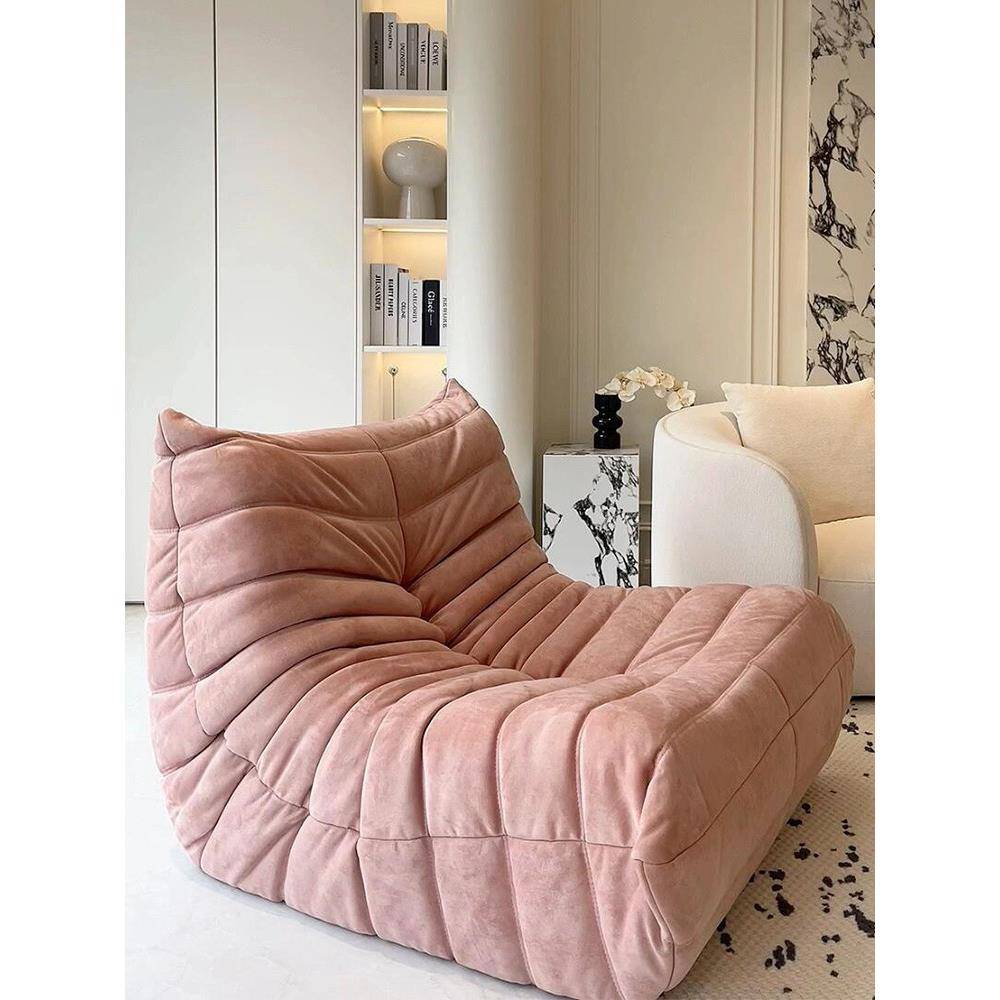 网红粉色毛毛虫沙发椅客厅2025新款懒人沙发奶油风女生卧室榻榻米