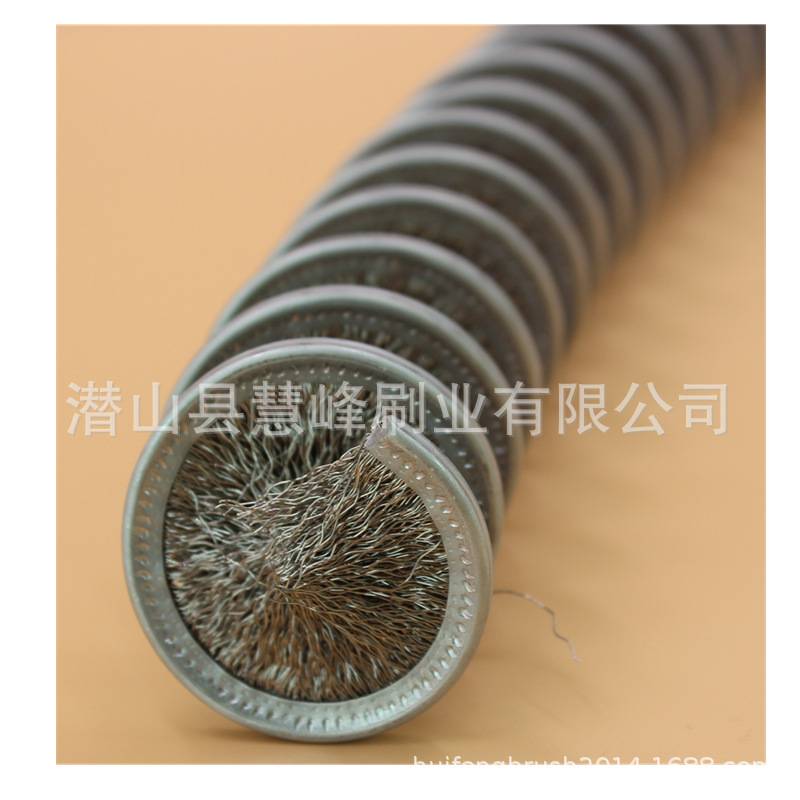 工业钢丝/不锈钢丝/铜丝弹簧刷尼龙塑料丝螺旋缠绕式刷辊厂家直销
