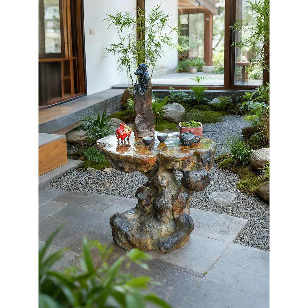 庭院户外仿太湖石假山盆景底座别墅花园布置小茶台装饰摆件小桌子