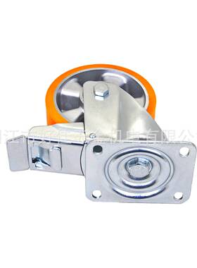 源头工厂产品150X50mm欧洲款好佳牌重型铝芯聚氨酯PU双刹脚轮