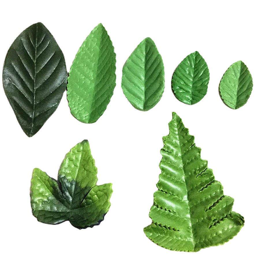 仿真绢布叶子玫瑰花假叶片丝网花配饰材料其它配件用品