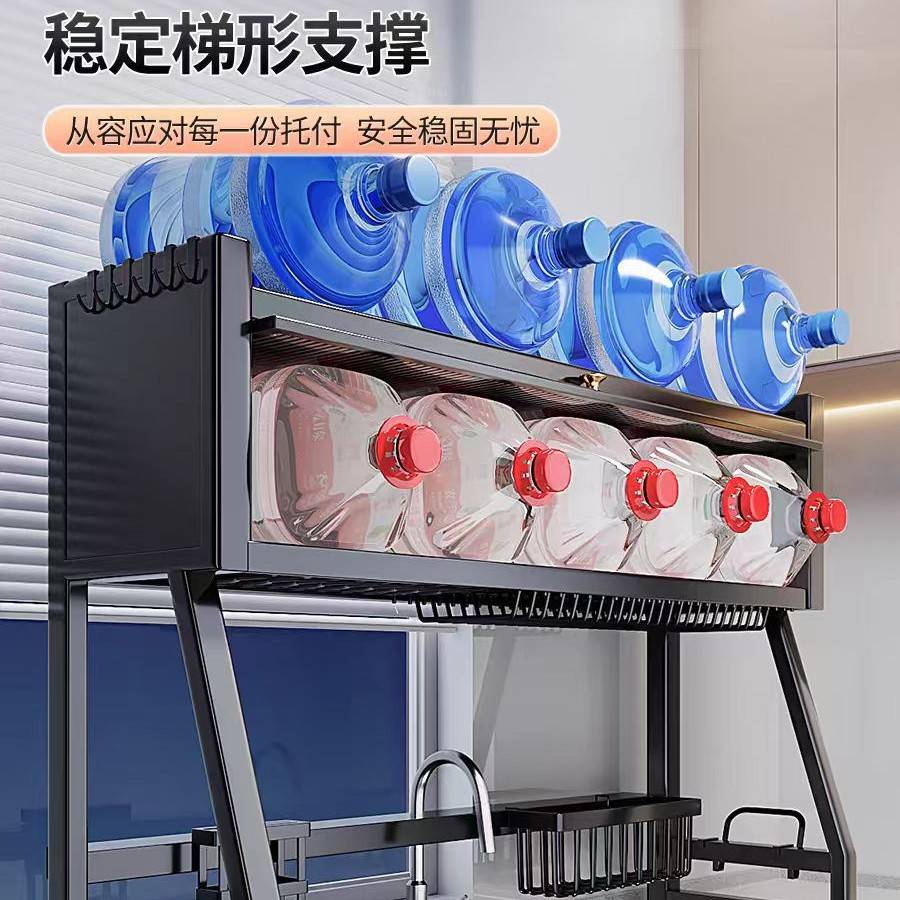 厨房洗碗槽水池碗柜水槽置物架家用台面带接水盘筷盘沥水碗碟收纳