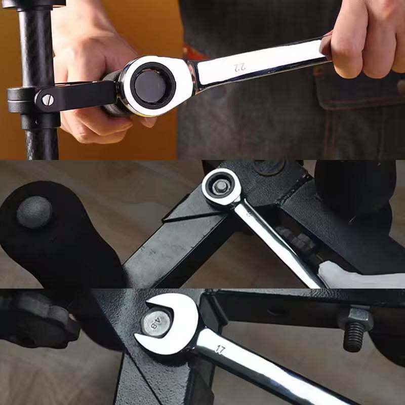 8件套固定头棘轮扳手开口梅花工具套装两用固定头棘轮扳手套装