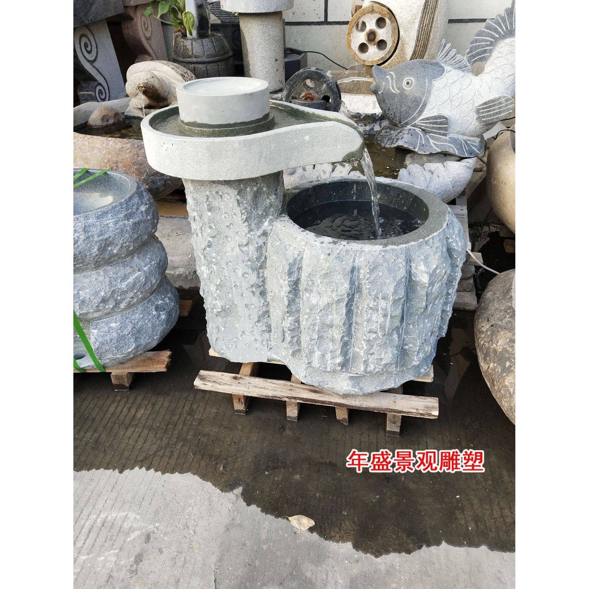 创意石雕茶壶造型循环喷水鱼池庭院小喷泉 室外景观装饰