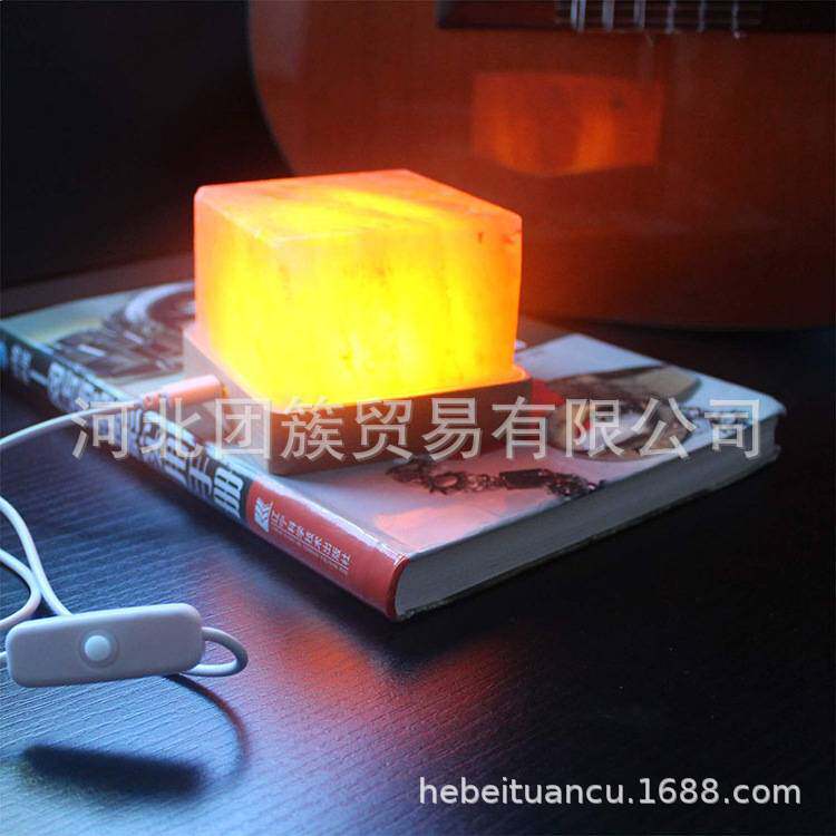 玫瑰盐石 盐灯亚马逊热销品 插电小夜灯装饰灯充电压力开关盐灯